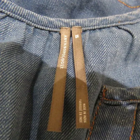 BY ANTHROPOLOGIE The Somerset Mini Dress Denim Edition Tiered Boho Comfort XS - Picture 14 of 15